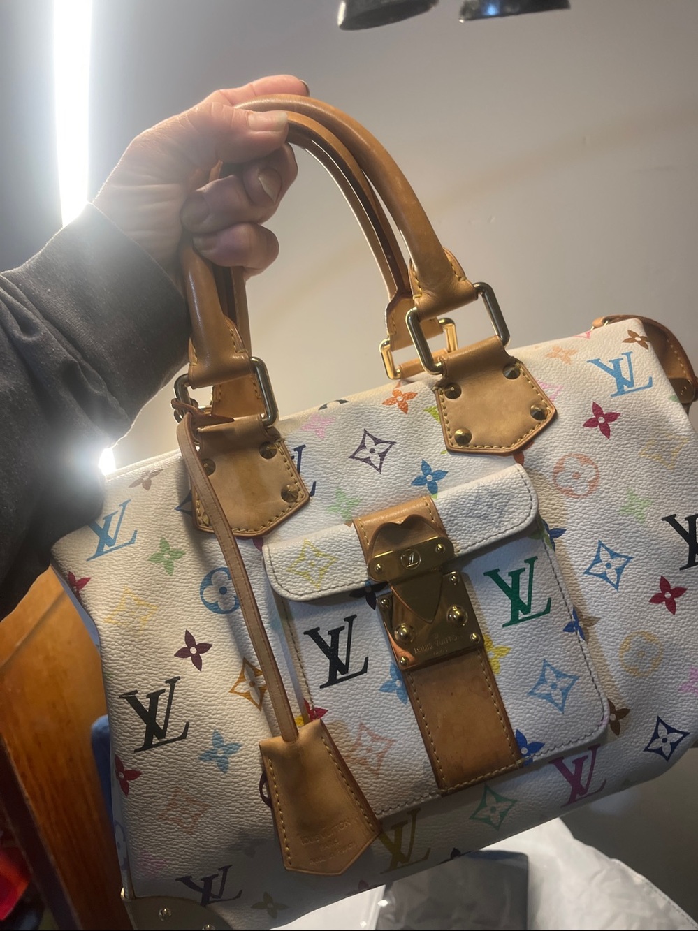 Louis Vuitton White Multicolor Monogram Canvas Speedy